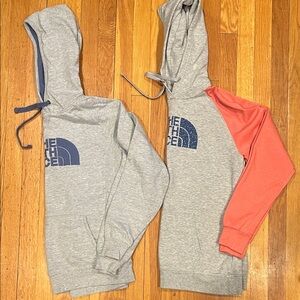 The North Face Gray and Coral Hoodies